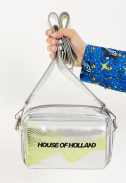House of Holland Cyber Wave Silver Metallic Crossbody Bag