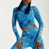 House Of Holland Denim Print High-Neck Top