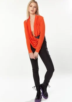 House Of Holland Draped Top In Orange