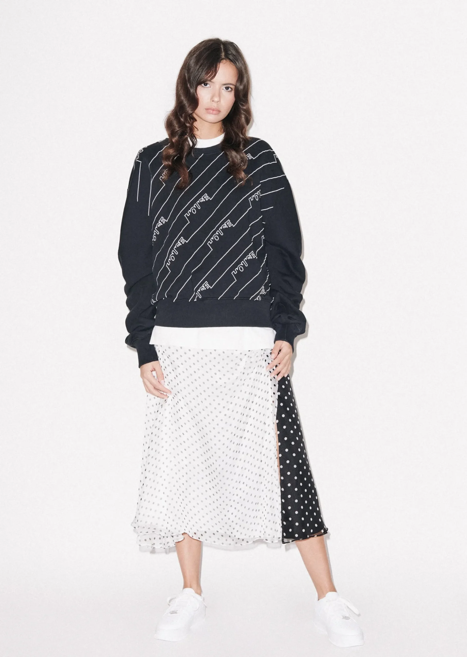 House of Holland Gathered Sleeve Mono Sweatshirt