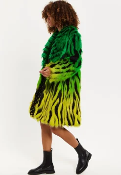 House Of Holland Gradient Zebra Print Faux Fur Coat