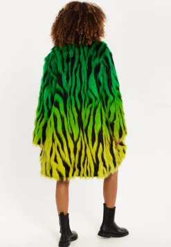 House Of Holland Gradient Zebra Print Faux Fur Coat