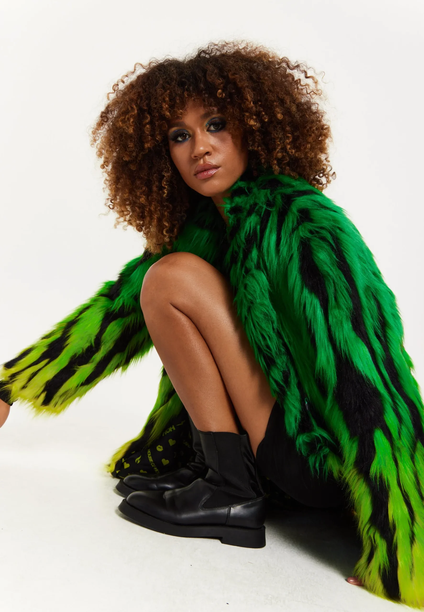 House Of Holland Gradient Zebra Print Faux Fur Coat