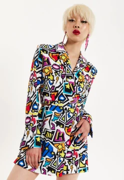 House Of Holland Graphic Pop Art Blazer Playsuit