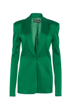 House of Holland Green Satin Tailored Jacket