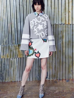 House of Holland Grey 'Pray for Me' Cropped Sweatshirt