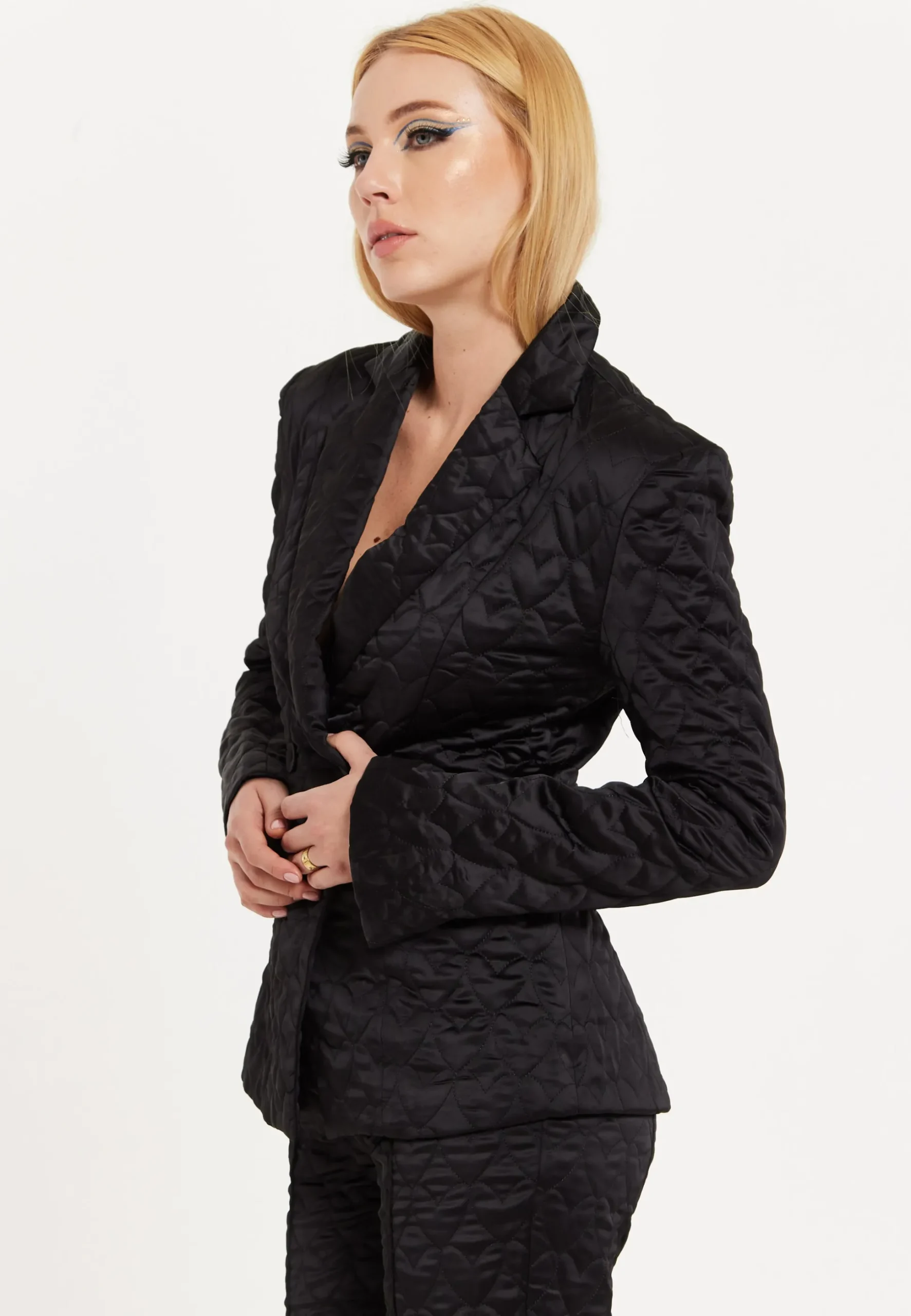 House Of Holland Heart Quilted Blazer in Black