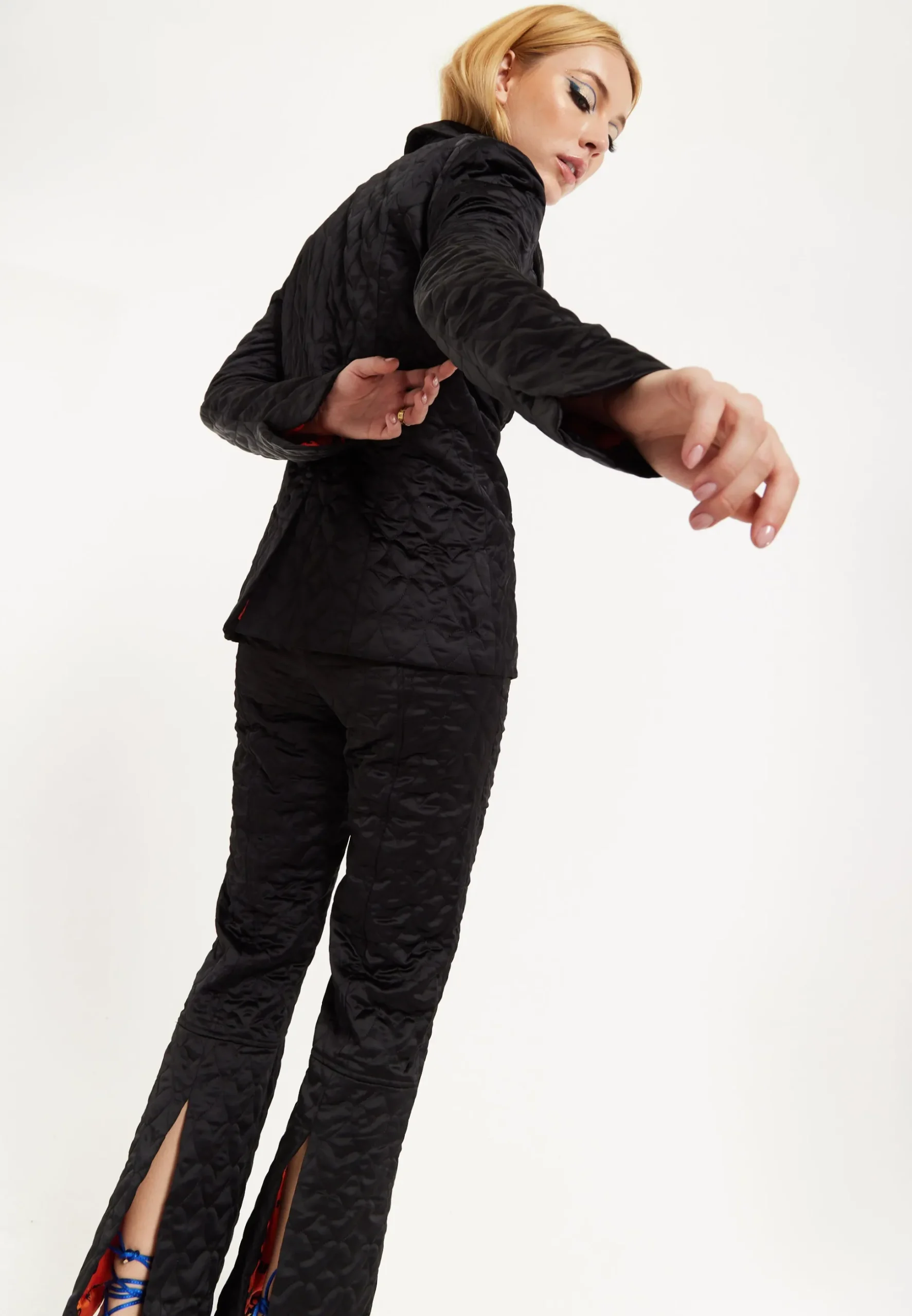 House Of Holland Heart Quilted Blazer in Black