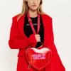 House Of Holland Heart Shape Shoulder Bag In Red With Logo Printed Acr