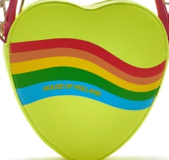 House Of Holland Heart Shape Cross Body Bag In Lime, Pink And Rainbow