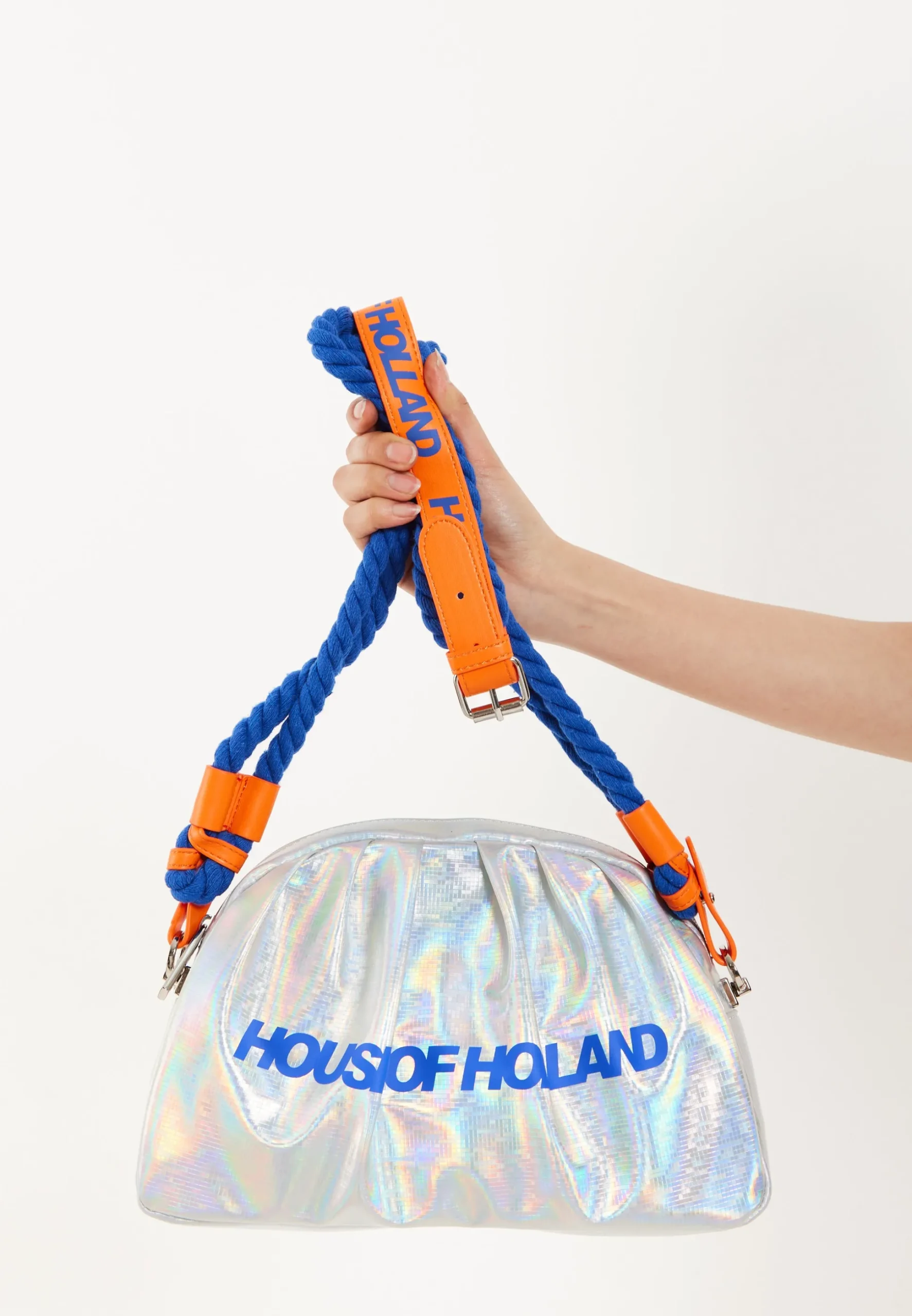 House of Holland Holographic Shoulder With Bag Blue Rope Strap