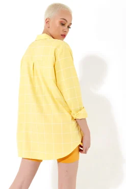 House of Holland Jacquard Check 3 /4 Length Sleeve Oversized Shirt in