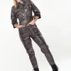 House of Holland Jumpsuit in Grey Wet Look Zebra Stripe