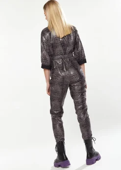 House of Holland Jumpsuit in Grey Wet Look Zebra Stripe