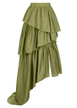 House Of Holland Khaki Frill Midi Skirt