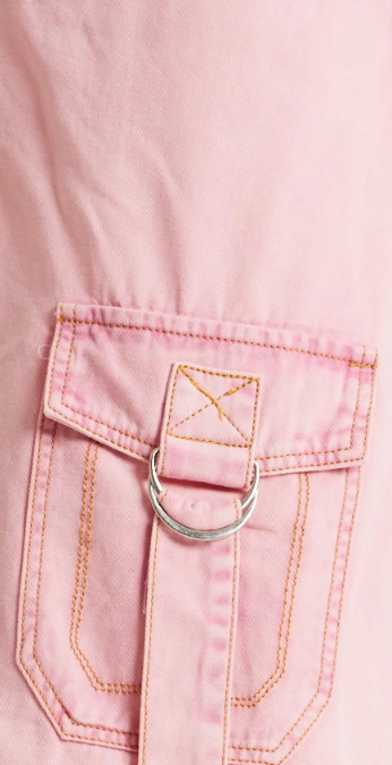 House of Holland Light Pink Pleated Denim Skirt with Studded Embroider
