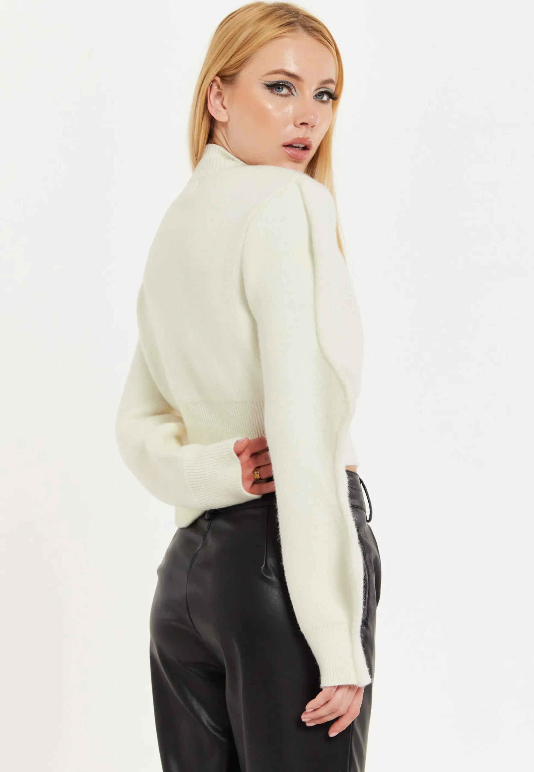 House Of Holland Lip Embroidery Wave Sleeve Jumper In White