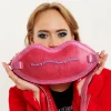 House Of Holland Lip Shape Shoulder Bag In Pink With Acrylic Front