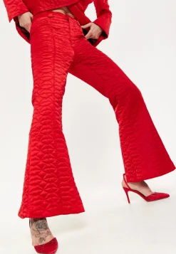 House Of Holland Lips Quilted Trousers In Red
