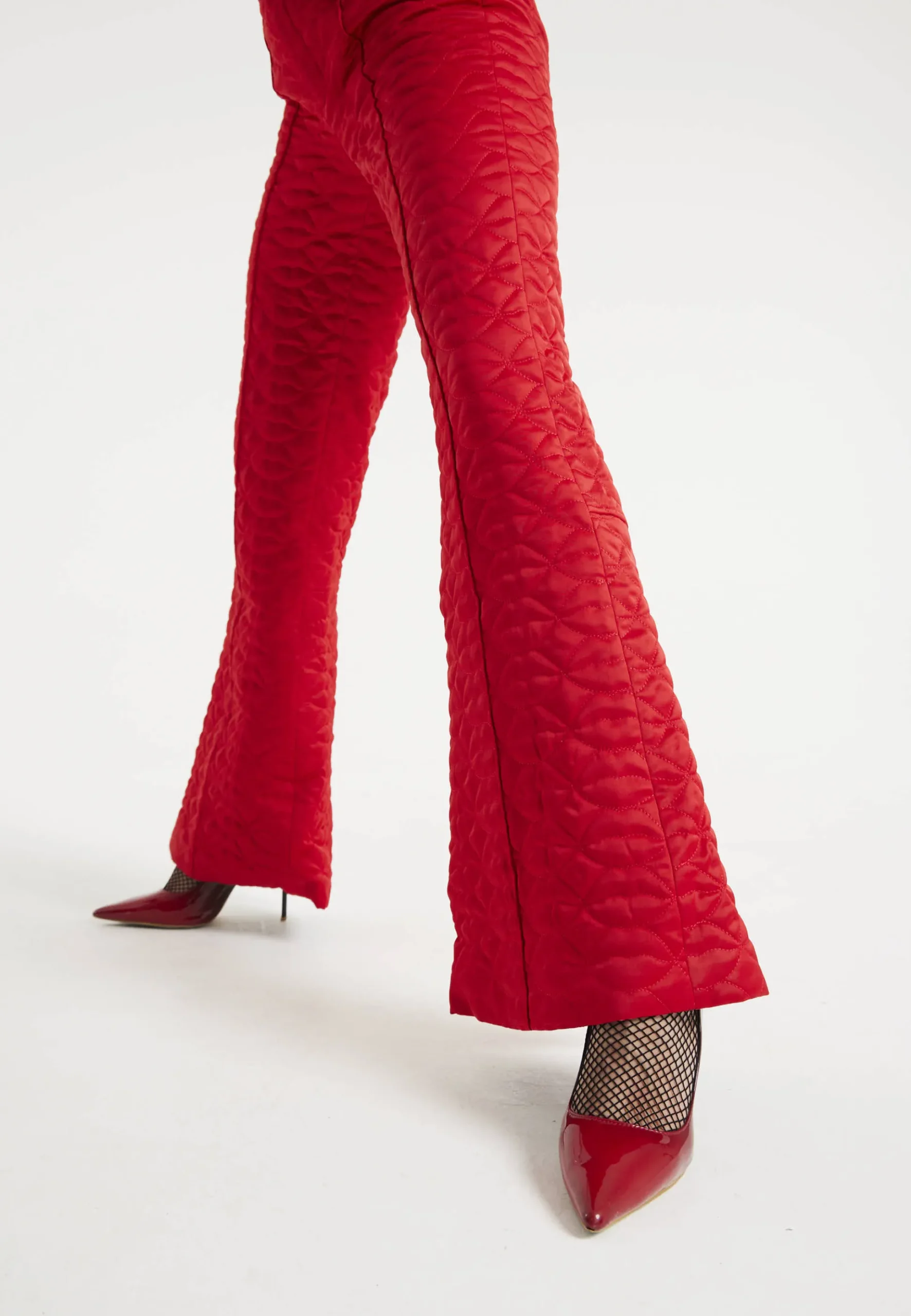House Of Holland Lips Quilted Trousers In Red
