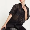 House Of Holland Logo Back Shirt in Black with Pink Embroidery