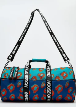House of Holland Logo Pattern Holdall Bag In Blue