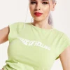 House of Holland Logo Tie Detail Crop Top In Wasabi Green
