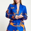 House Of Holland Marble Print Blazer in Blue And Orange