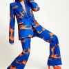 House Of Holland Marble Print Trousers in Blue And Orange