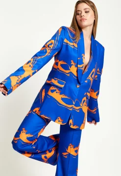 House Of Holland Marble Print Blazer in Blue And Orange