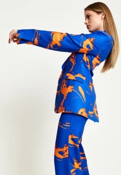 House Of Holland Marble Print Blazer in Blue And Orange