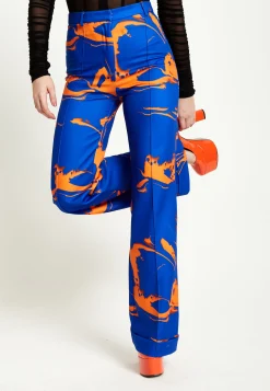 House Of Holland Marble Print Trousers in Blue And Orange