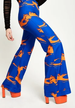 House Of Holland Marble Print Trousers in Blue And Orange