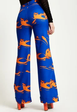 House Of Holland Marble Print Trousers in Blue And Orange