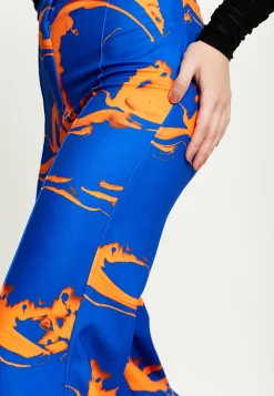 House Of Holland Marble Print Trousers in Blue And Orange