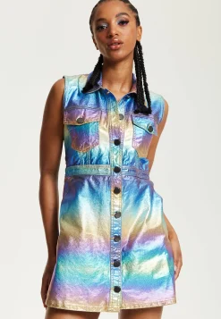 House Of Holland Metallic Rainbow Mini Dress
