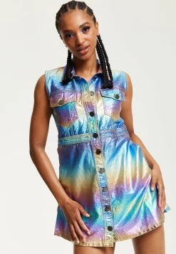 House Of Holland Metallic Rainbow Mini Dress