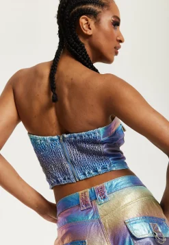 House Of Holland Metallic Rainbow Bandeau Top