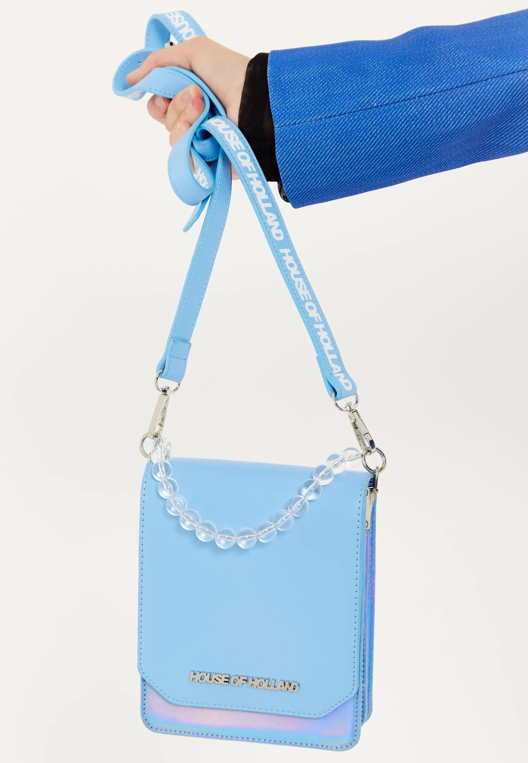 House Of Holland Metallic Iridescent Blue Handbag
