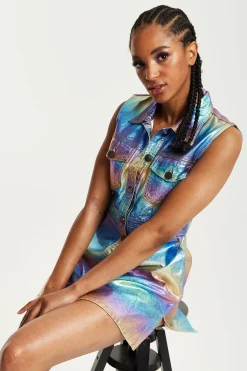House Of Holland Metallic Rainbow Mini Dress