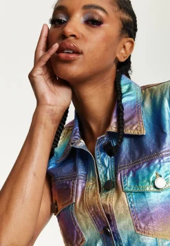 House Of Holland Metallic Rainbow Mini Dress