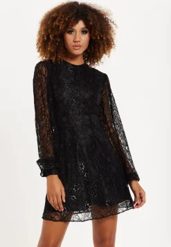 House of Holland Midnight Lace Long-Sleeve Mini Dress