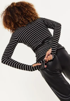 House of Holland Midnight Sparkle Striped Hi Neck Lurex Top