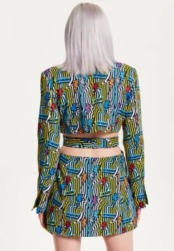 House Of Holland Mini Jacket Dress Lightning Bolt Print With Buckle Fa