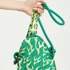 House Of Holland Mint Green Flame Bag With Quilted Logo And Chain Deta