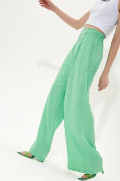 House of Holland Mint Green Jacquard Trousers
