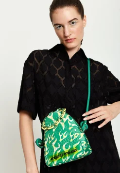 House Of Holland Mint Green Flame Bag With Quilted Logo And Chain Deta