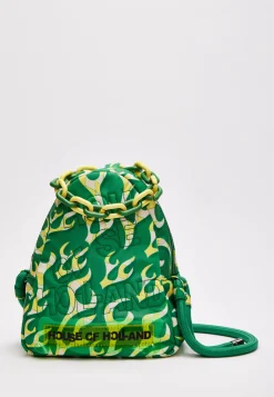 House Of Holland Mint Green Flame Bag With Quilted Logo And Chain Deta