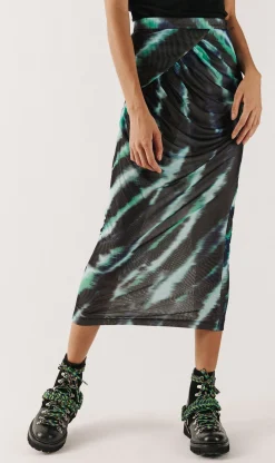 House of Holland Mint Tie Dye Midi Skirt