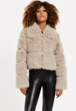 House of Holland Mocha Faux Fur Cropped Jacket